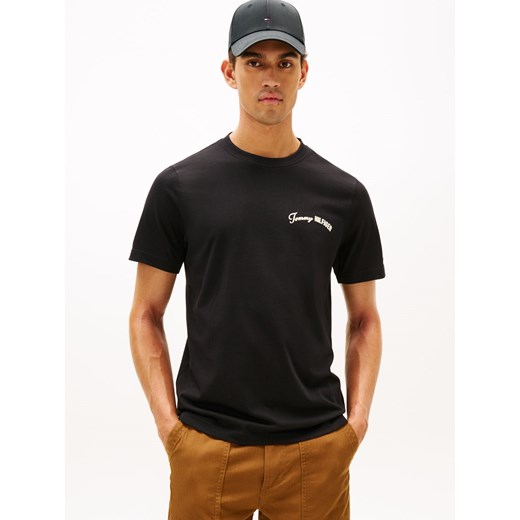 Tommy Hilfiger Męska koszula z nadrukiem Mężczyźni Bawełna czarny nadruk ze sklepu vangraaf w kategorii T-shirty męskie - zdjęcie 185443297