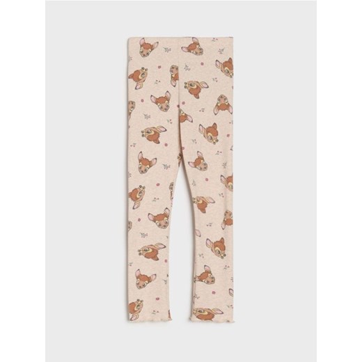 Sinsay - Bawełniane legginsy ze wzorem Bambi - beżowy ze sklepu Sinsay w kategorii Spodnie dziewczęce - zdjęcie 185443829
