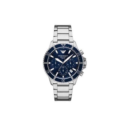 Zegarek Emporio Armani World Explorer AR11681 Srebrny ze sklepu eobuwie.pl w kategorii Zegarki - zdjęcie 185443905