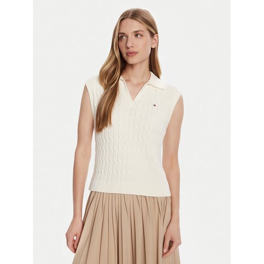 Tommy Hilfiger Sweter WW0WW45655 Écru Regular Fit ze sklepu MODIVO w kategorii Swetry damskie - zdjęcie 185444059