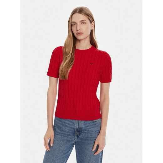 Tommy Hilfiger Sweter WW0WW45656 Czerwony Regular Fit ze sklepu MODIVO w kategorii Swetry damskie - zdjęcie 185444067
