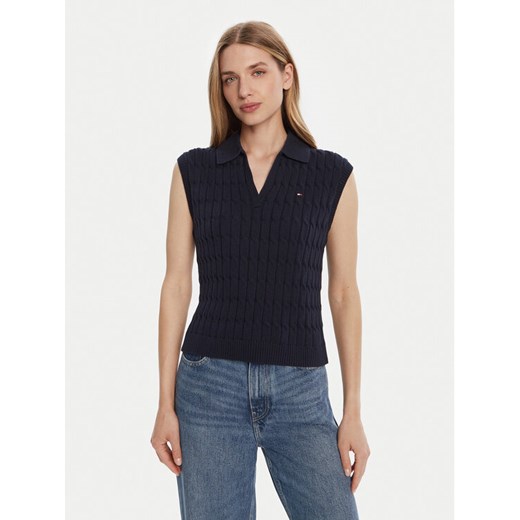 Tommy Hilfiger Sweter WW0WW45655 Granatowy Regular Fit ze sklepu MODIVO w kategorii Swetry damskie - zdjęcie 185444077