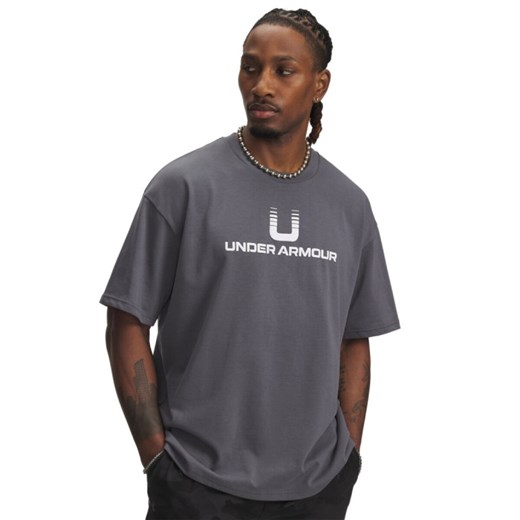 Męski t-shirt z nadrukiem Under Armour UA HWT U LOGO SS - szary ze sklepu Sportstylestory.com w kategorii T-shirty męskie - zdjęcie 185444496