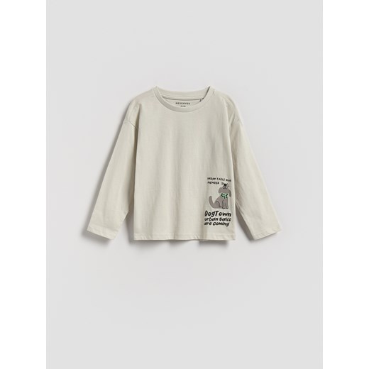 Reserved - Bawełniany longsleeve - jasnoszary Reserved 92 (1 Reserved