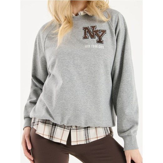 Sinsay - Bluza z motywem akademickim New York City - szary Sinsay XS okazyjna cena Sinsay