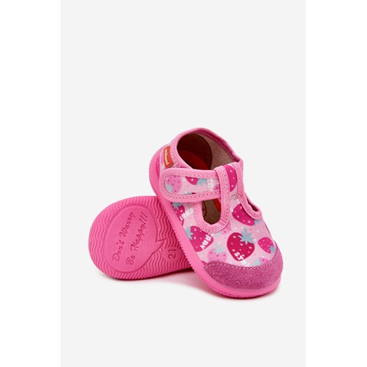 Kapcie Dziecięce Milami Elastyczne Na Rzepy Truskawki Różowe Ambette Boto 25 okazja ZAZOO