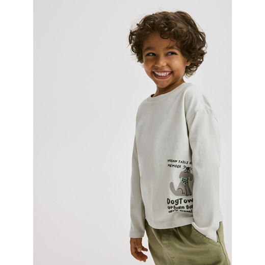 Reserved - Bawełniany longsleeve - jasnoszary ze sklepu Reserved w kategorii T-shirty chłopięce - zdjęcie 185449155