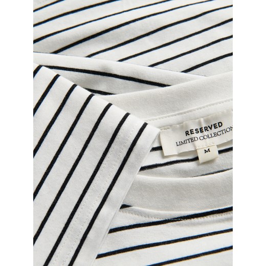 Reserved - T-shirt regular w paski - biały Reserved M Reserved