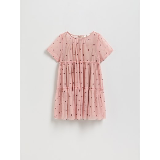 Reserved - Tiulowa sukienka - kremowy Reserved 146/152 (10-11 lat) Reserved