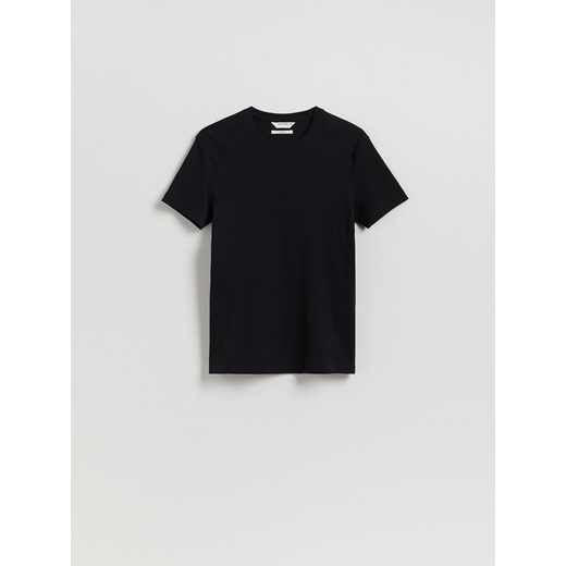 Reserved - Bawełniany t-shirt slim fit - czarny ze sklepu Reserved w kategorii T-shirty męskie - zdjęcie 185449329