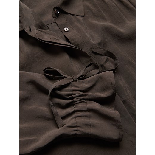 Reserved - Koszula z wiązaniami przy rękawach - ciemnobrązowy Reserved L Reserved