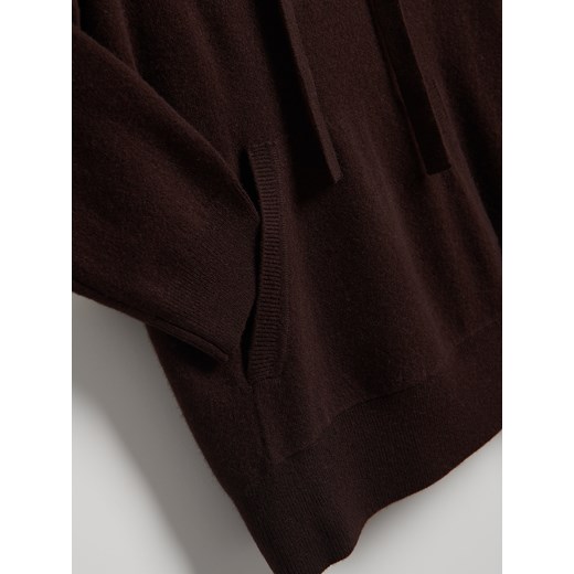 Reserved - Wełniany sweter z kapturem - ciemnobrązowy Reserved S Reserved