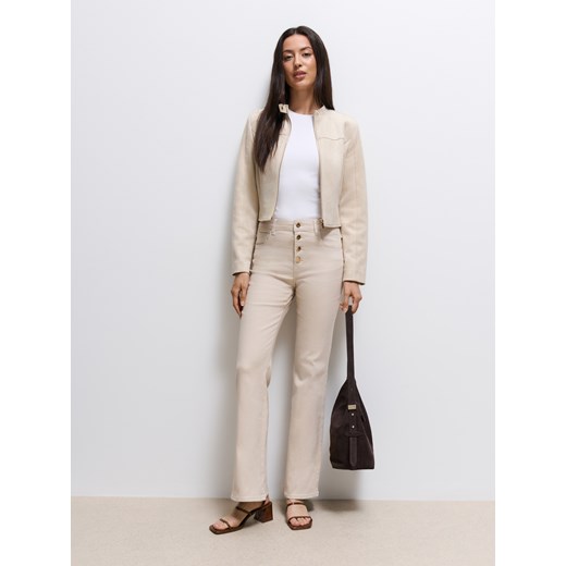 Mohito - Jeansy flare push up - beżowy ze sklepu Mohito w kategorii Jeansy damskie - zdjęcie 185451417