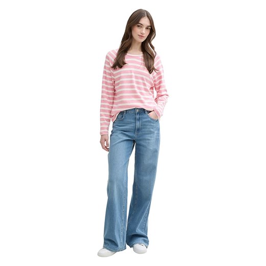 TOM TAILOR Denim Koszulka w kolorze jasnoróżowo-białym ze sklepu Limango Polska w kategorii Bluzki damskie - zdjęcie 185452507