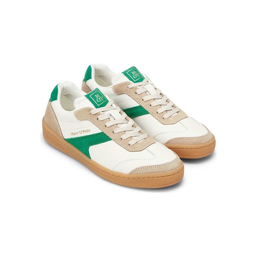 Marc O´Polo Skórzane sneakersy w kolorze biało-zielono-beżowym ze sklepu Limango Polska w kategorii Trampki damskie - zdjęcie 185452805