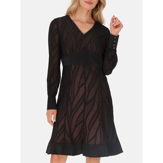 Czarna sukienka midi z cyrkoniami Potis & Verso Marzena ze sklepu Eye For Fashion w kategorii Sukienki - zdjęcie 185453587
