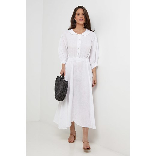 Rodier Lin Lniana sukienka w kolorze białym Rodier Lin S/M okazja Limango Polska