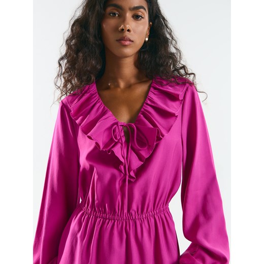 Mohito - Różowa sukienka midi z modalem - fioletowy Mohito 32 Mohito