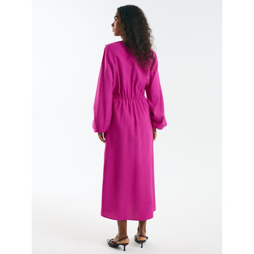 Mohito - Różowa sukienka midi z modalem - fioletowy Mohito 42 Mohito