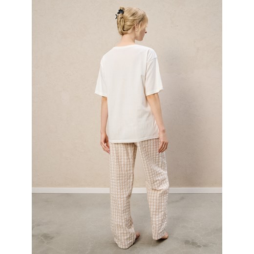 Sinsay - Bawełniana piżama dwuczęściowa - biały Sinsay M Sinsay