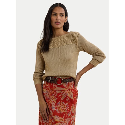 LAUREN RALPH LAUREN Sweter 200909317005 Beżowy Relaxed Fit ze sklepu MODIVO w kategorii Swetry damskie - zdjęcie 185464235