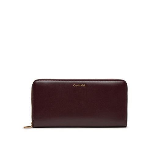 Calvin Klein Duży Portfel Damski Ck Large Zip Around LV04F1093G Bordowy ze sklepu MODIVO w kategorii Portfele damskie - zdjęcie 185464238