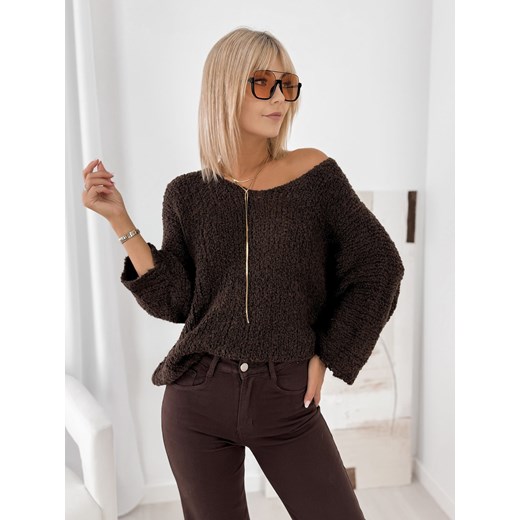 sweter perina brązowy one size ze sklepu UBRA w kategorii Swetry damskie - zdjęcie 185465698
