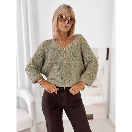 sweter perina khaki one size ze sklepu UBRA w kategorii Swetry damskie - zdjęcie 185465707