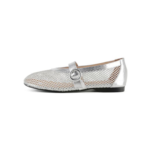 loft37 Skórzane baleriny &quot;Spend My Day&quot; w kolorze srebrnym ze sklepu Limango Polska w kategorii Balerinki - zdjęcie 185466136