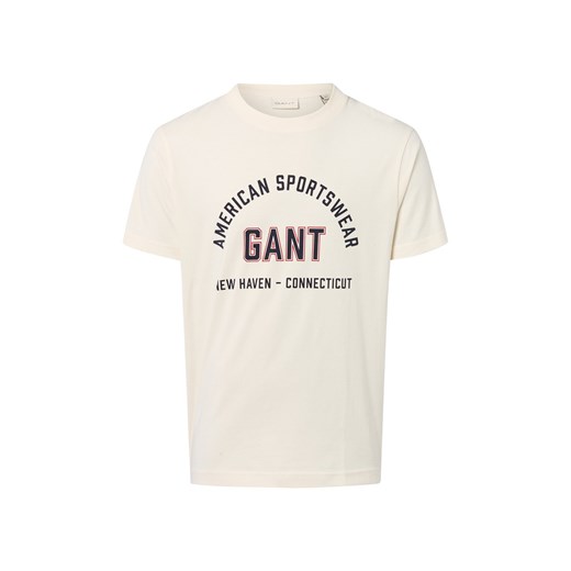 Gant Koszulka męska Mężczyźni Dżersej écru nadruk ze sklepu vangraaf w kategorii T-shirty męskie - zdjęcie 185466768