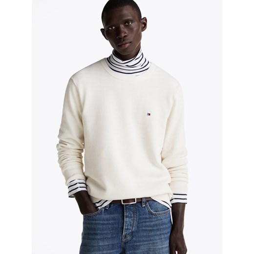 Tommy Hilfiger Męski sweter Mężczyźni Bawełna écru jednolity ze sklepu vangraaf w kategorii Swetry męskie - zdjęcie 185466809