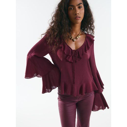 Mohito - Bluzka z falbanami - ciemny fiolet Mohito 40 Mohito