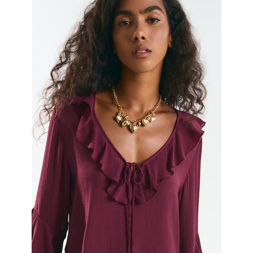 Mohito - Bluzka z falbanami - ciemny fiolet Mohito 38 Mohito
