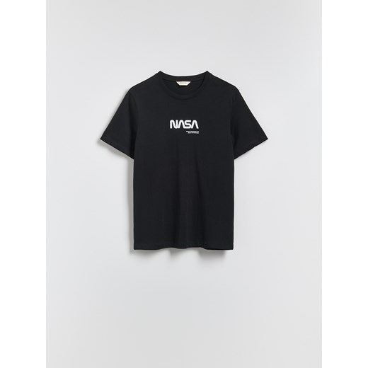 Reserved - T-shirt z nadrukiem NASA - czarny ze sklepu Reserved w kategorii T-shirty męskie - zdjęcie 185467296