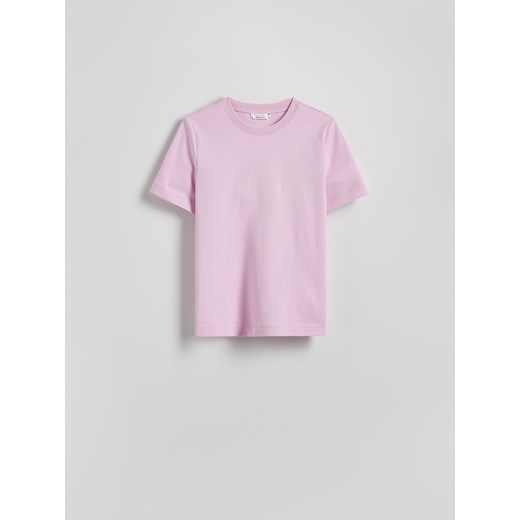 Reserved - T-shirt regular z merceryzowanej bawełny - lawendowy ze sklepu Reserved w kategorii Bluzki damskie - zdjęcie 185467378