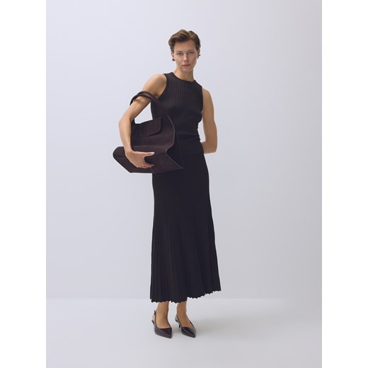 Reserved - Top z prążkowanej dzianiny - brązowy Reserved XS Reserved