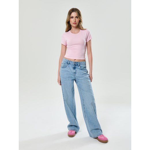 Sinsay - Bawełniana koszulka z krótkim rękawem - różowy Sinsay L Sinsay