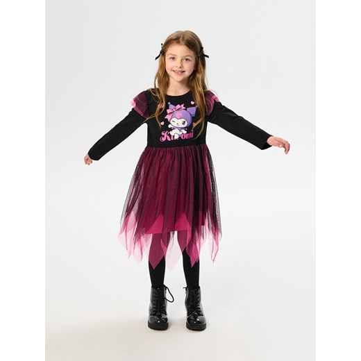 Sinsay - Sukienka z tiulem w kontrastowych kolorach Kuromi - czarny Sinsay 140 (9-10 l) Sinsay