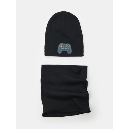 Sinsay - Zestaw czapka i komin - czarny ze sklepu Sinsay w kategorii Czapki zimowe męskie - zdjęcie 185468878