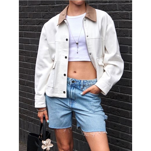 Sinsay - Crop top w prążki - biały Sinsay L Sinsay