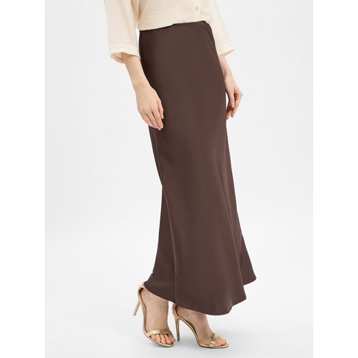 Neo Noir Damska satynowa spódnica maxi - Vicky Kobiety czekoladowy jednolity ze sklepu vangraaf w kategorii Spódnice - zdjęcie 185472636