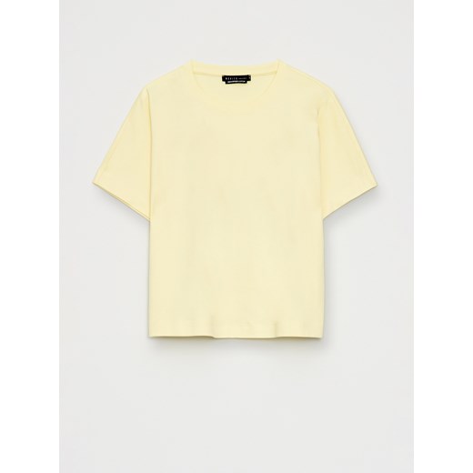 Mohito - Pastelowy t-shirt z merceryzowanej bawełny - żółty ze sklepu Mohito w kategorii Bluzki damskie - zdjęcie 185474017
