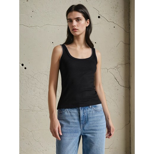 Sinsay - Bawełniany top - czarny Sinsay L Sinsay