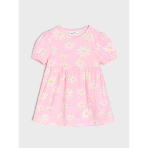Sinsay - Sukienka z bufiastymi rękawami w kwiaty - fioletowy ze sklepu Sinsay w kategorii Sukienki niemowlęce - zdjęcie 185478995