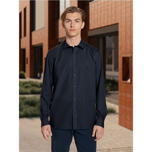Sinsay - Koszula slim fit - granatowy ze sklepu Sinsay w kategorii Koszule męskie - zdjęcie 185479015