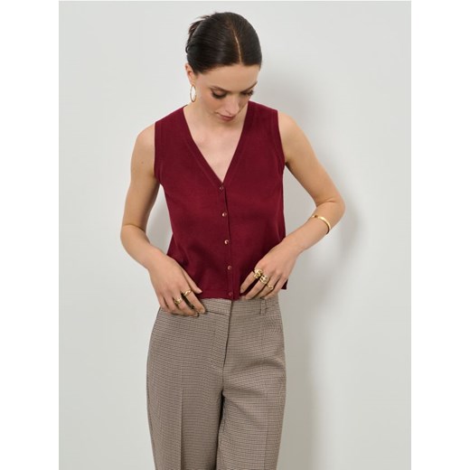 Sinsay - Kamizelka z wiskozą - bordowy ze sklepu Sinsay w kategorii Kamizelki damskie - zdjęcie 185479239