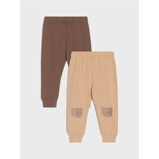 Sinsay - Bawełniane legginsy 2 pack - beżowy ze sklepu Sinsay w kategorii Odzież dla niemowląt - zdjęcie 185479388