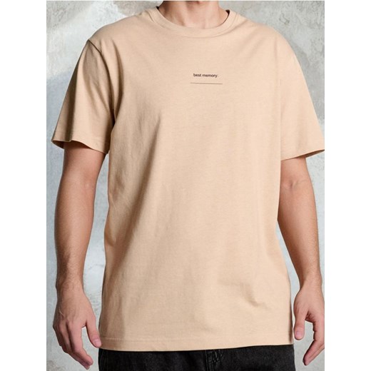Sinsay - Bawełniana koszulka z napisem - beżowy ze sklepu Sinsay w kategorii T-shirty męskie - zdjęcie 185479426
