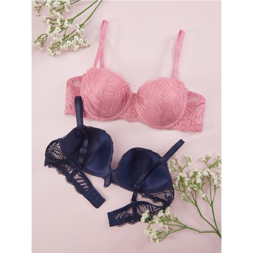 Sinsay - Biustonosze 2 pack - różowy Sinsay 75D okazja Sinsay