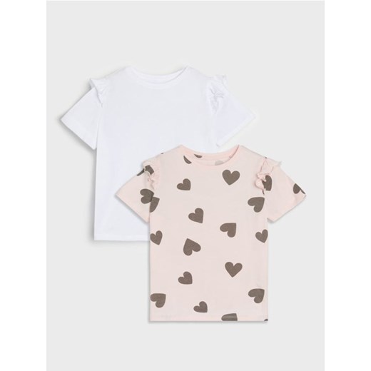 Sinsay - Koszulki z falbankami przy rękawach 2 pack - wielobarwny ze sklepu Sinsay w kategorii Bluzki dziewczęce - zdjęcie 185479687